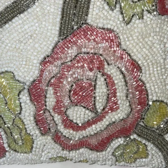 PRIMROSE VINTAGE Set of 2 Floral Pink Rose Beaded 12” Throw Decorative Pillows - Picture 11 of 15